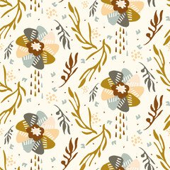 Stickers Bloemenmotief patronen Minimalistisch bloemenpatroon voor babykamer  © Limolida Studio