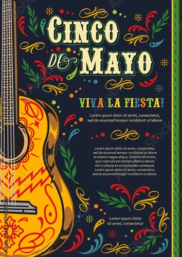 Mexican fiesta poster with guitar