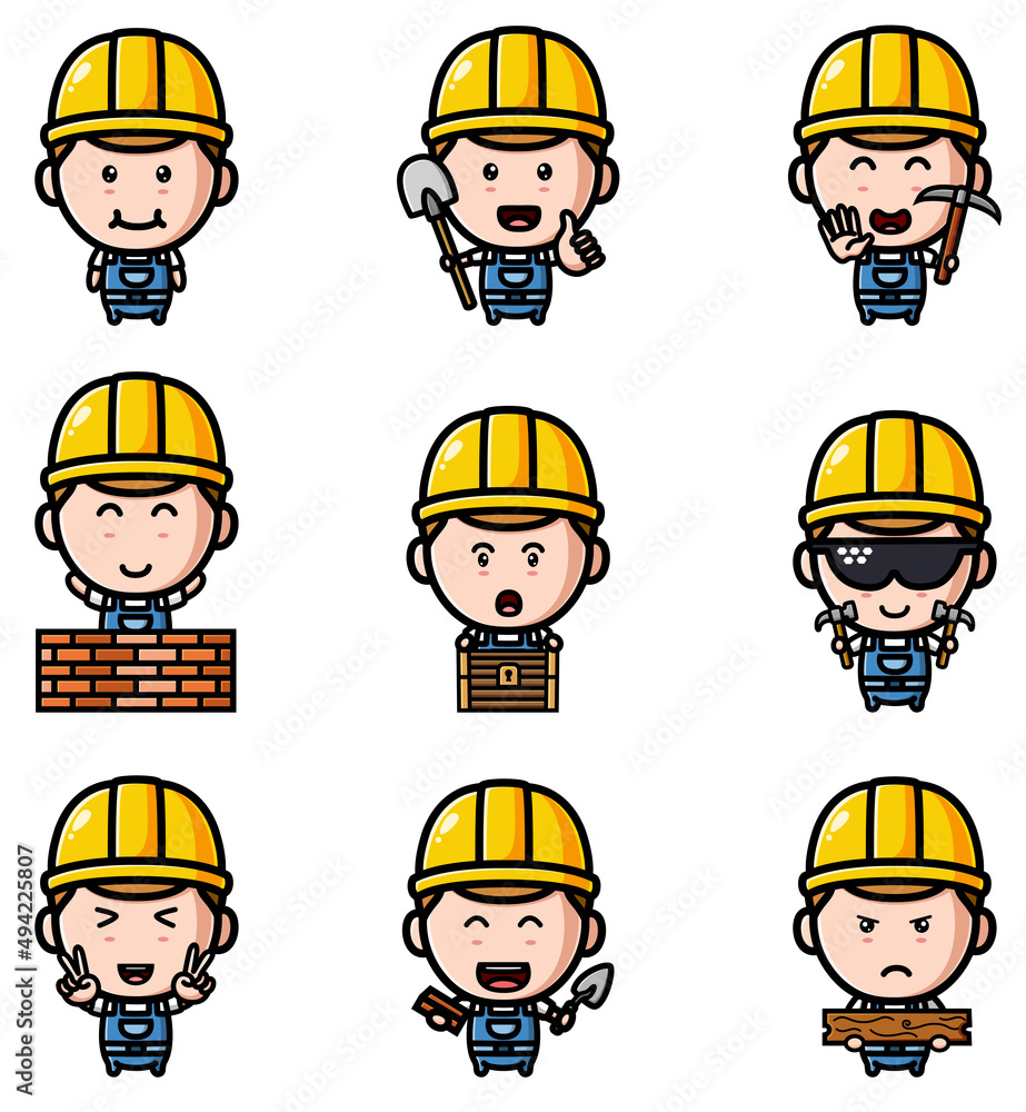 The cute architecture of the mascot bundle set The cute architecture of the mascot bundle set