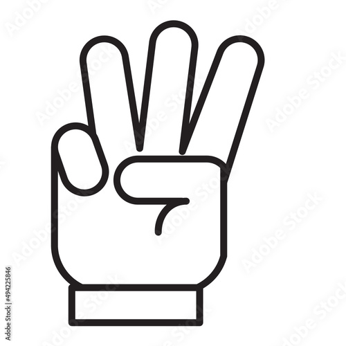 Illustration of Hand Gesture of Three Number design icon