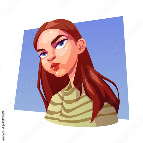 Portrait of a woman. The girl's head. Avatar for a social network. Vector illustration