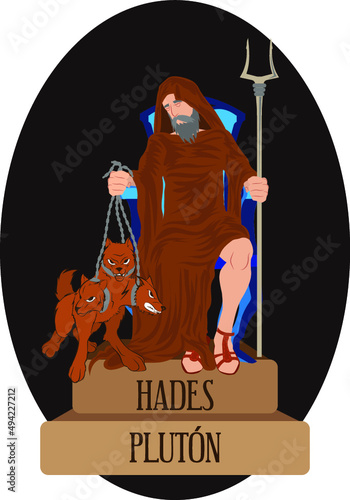 Vector illustration isolated of mythological God Greek and Roman, Hades, Pluton.