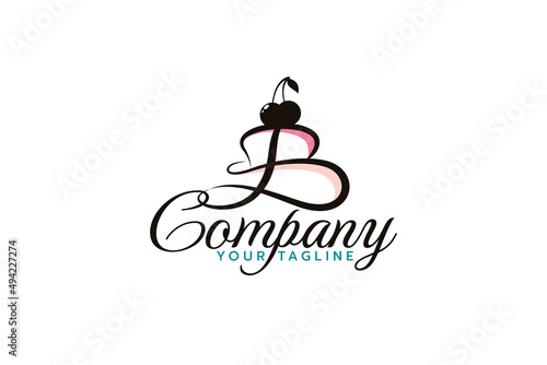 letter B cake logo with a combination of letter B and cake as the icon.