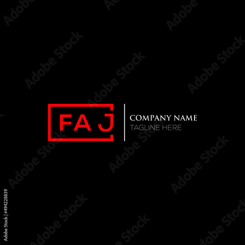 FAJ logo monogram isolated on circle element design template, FAJ letter logo design on black background. FAJ creative initials letter logo concept. FAJ letter  design. photo