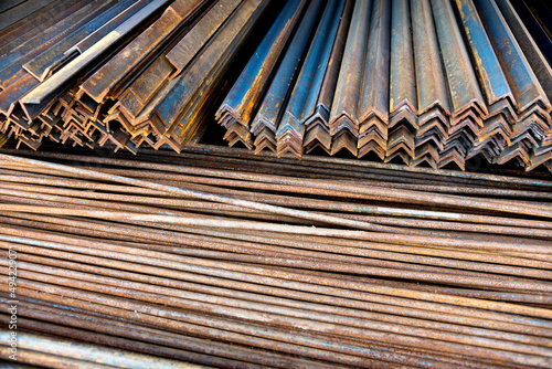Cuadro en lienzo Steel plates bunch in warehouse