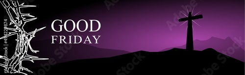 Good Friday, illustration of three cross on a dark background	
