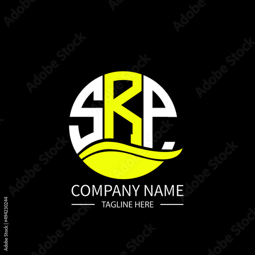 SRP logo monogram isolated on circle element design template, SRP letter logo design on black background. SRP creative initials letter logo concept.  SRP letter design.