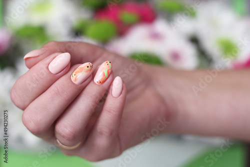  close-up neon bright design long nails © kseniia_barlit