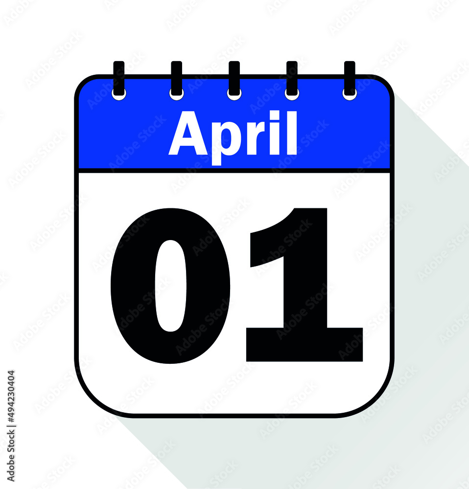 April day 1 blue - Calendar Icon - Vector Illustration April day 1 blue - Calendar Icon - Vector Illustration