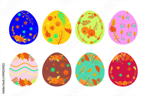 Set of cute Easter eggs. Isolated Easter eggs spring holiday. Vector illustration of colorful Easter Egg