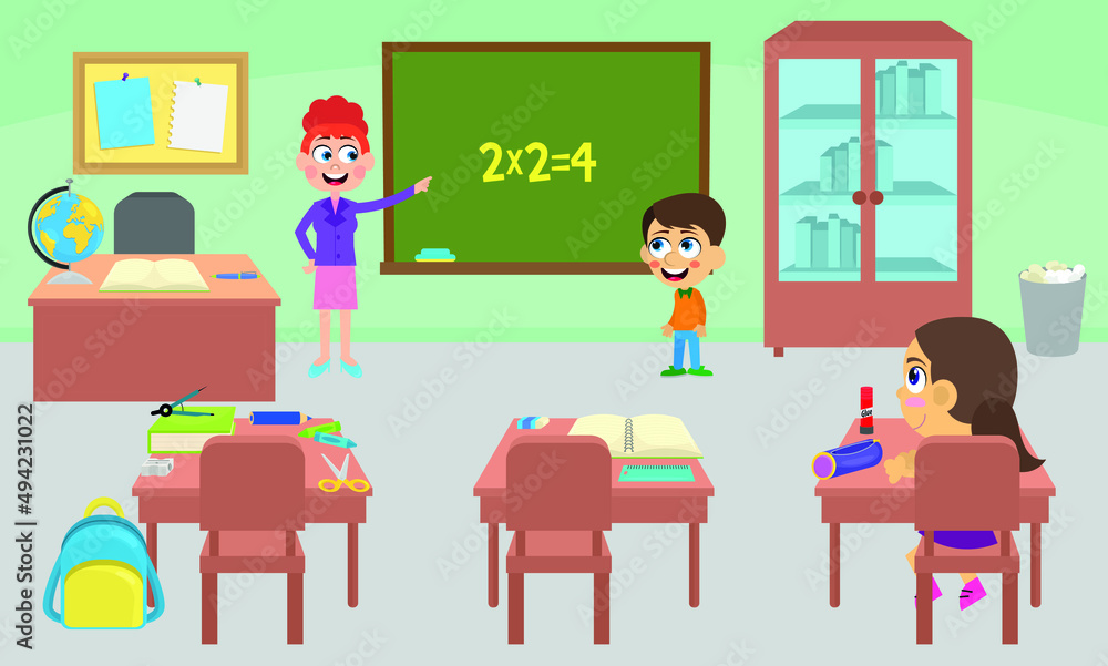 School objects, classroom objects teachers and students School objects, classroom objects teachers and students