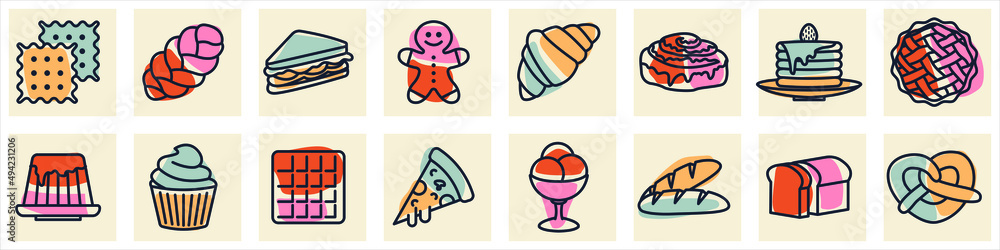 Fototapeta premium Bakery shop set icon symbol template for graphic and web design collection logo vector illustration
