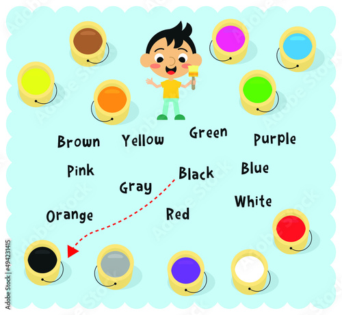 Cute kid and color matching activity