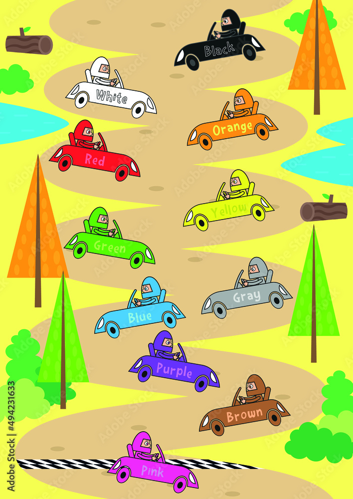 Obraz premium Poster for learning colors on car racing