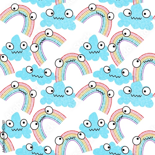 Rainbow seamless pattern for fabrics and textiles and packaging and gifts and cards and linens and kids