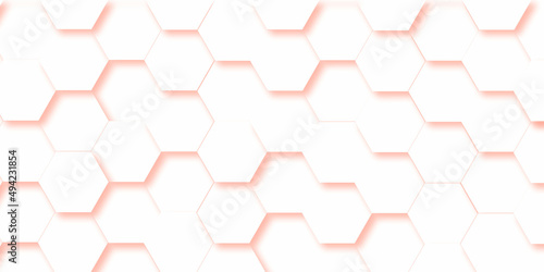 Abstract color of red in background with hexagons . White soft light bubbles pattern of hydrogel balls as contemporary abstract background.