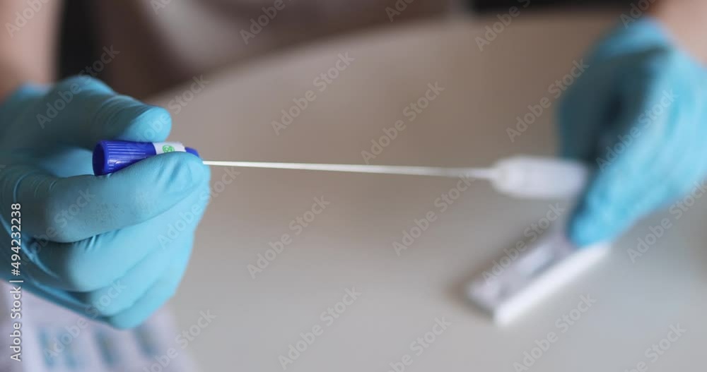Process of express fast coronavirus covid Antigen AG PCR testing examination at home, COVID-19 swab collection kit, test tube for taking OP NP patient specimen sample, testing carried out
Process of express fast coronavirus covid Antigen AG PCR testing examination at home, COVID-19 swab collection kit, test tube for taking OP NP patient specimen sample, testing carried out