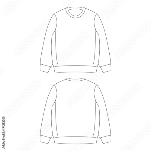 Template crewneck vector illustration flat design outline clothing