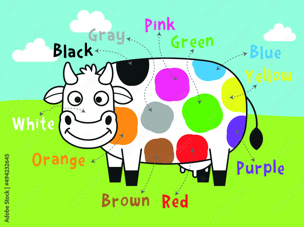 Naklejka premium Cute cow poster on colors