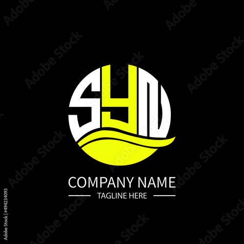 SYN logo monogram isolated on circle element design template, SYN letter logo design on black background. SYN creative initials letter logo concept.  SYN letter design.