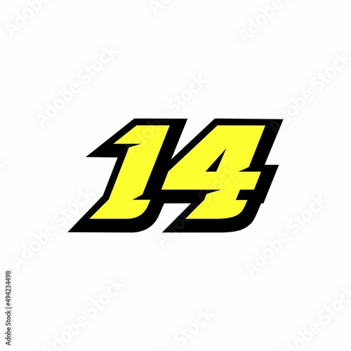 Racing number 14 logo design
