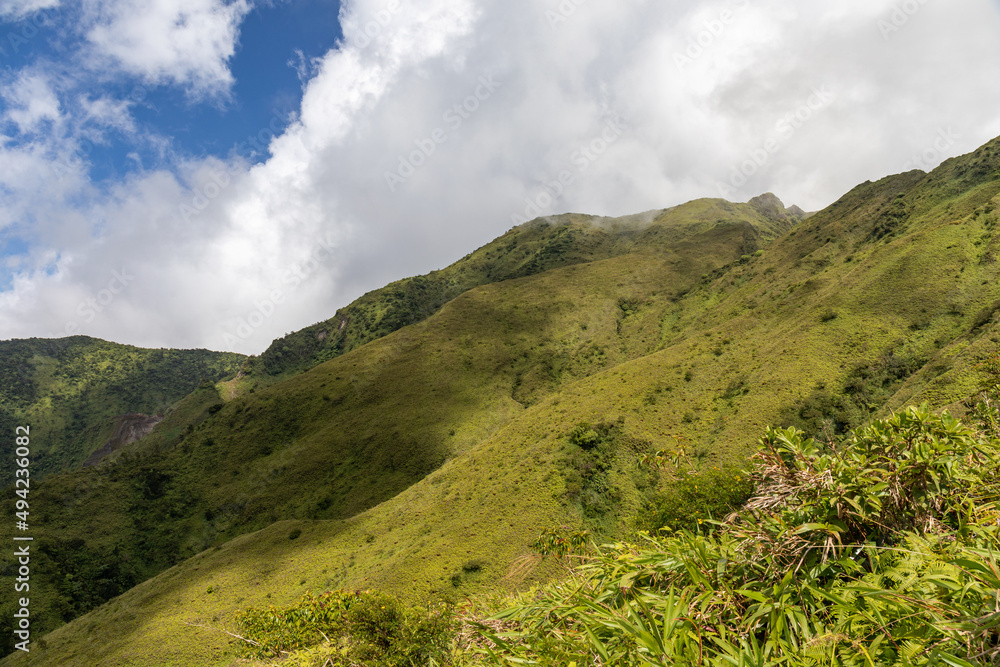 Naklejka premium Hike to the top of Mount Pelee, Martinique, French Antilles