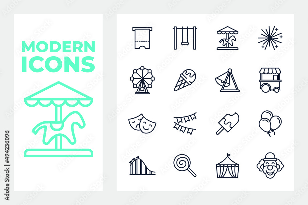 Fototapeta premium Amusement Park set icon symbol template for graphic and web design collection logo vector illustration
