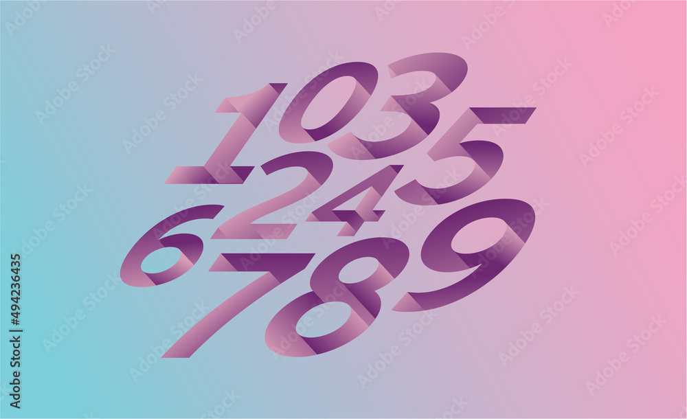Number set vector font alphabet, modern dynamic design with brilliant ...