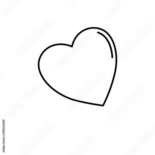 Contour black-and-white drawing of a heart. Vector illustration.