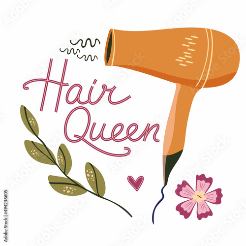Hair queen hand drawn vector illustration