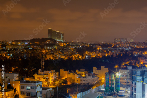 city skyline at night - Bangalore India. 