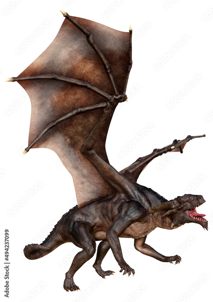 Fototapeta premium 3D Rendering Fairy Tale Dragon on White