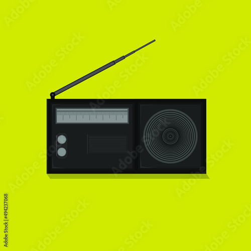 black radio vector yellow background