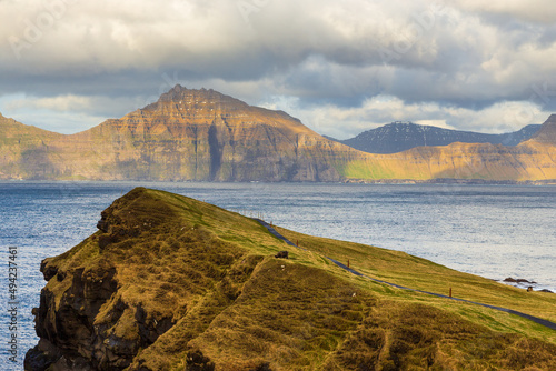 Sunset over a volcanic archipelago, Faroe Islands.