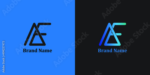 letter a and e logo on black and blue background