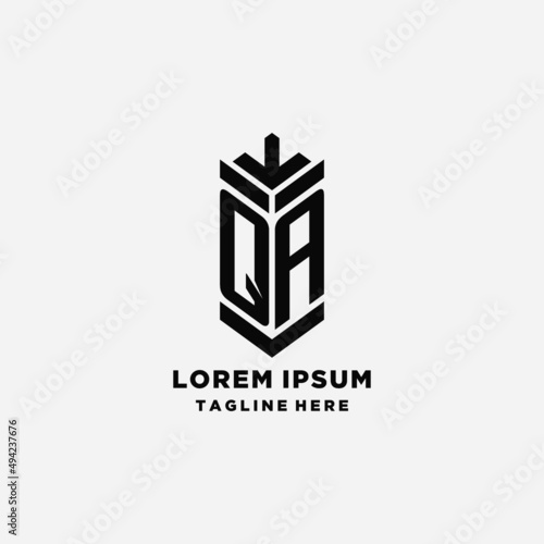 Initials QA shield logo design, creative monogram logo inspiration