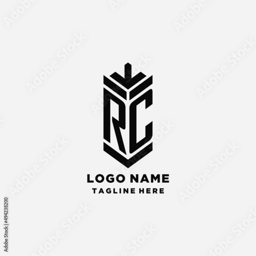 Initials RC shield logo design, creative monogram logo inspiration