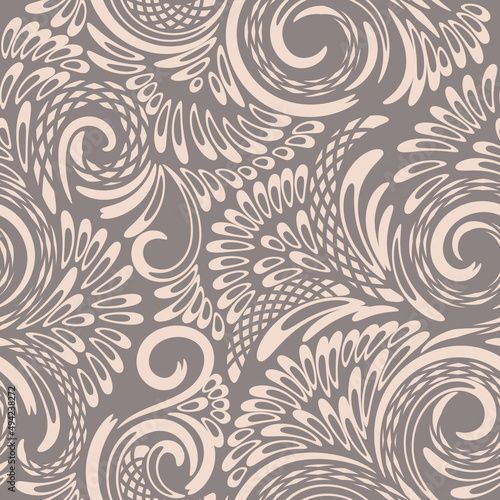 Vector seamless floral pattern with twisted elements