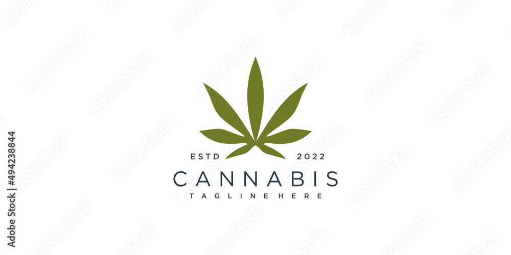 Cannabis logo with creative concept Premium Vector