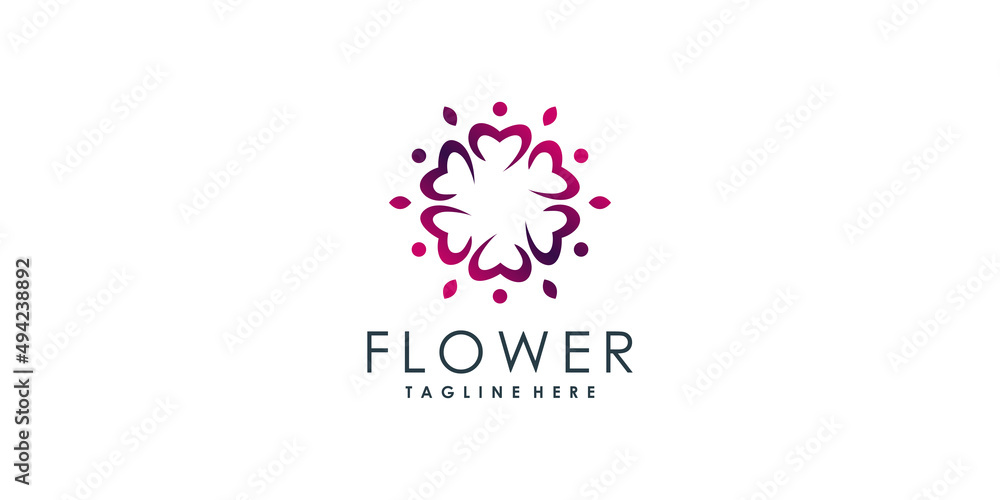Flower logo design with creative concept Premium Vector