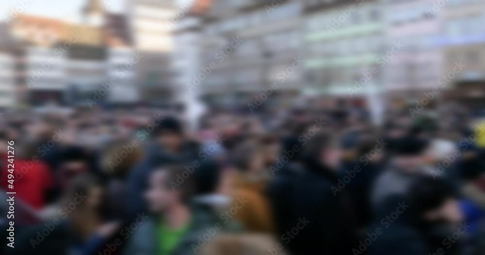 Slow panning over large crowd of protestors during a nationwide demonstrations against politics social movements Out-of-Focus Slow panning over large crowd of protestors during a nationwide demonstrations against politics social movements Out-of-Focus