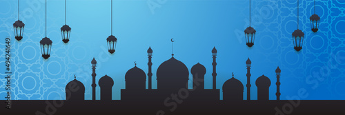 Obraz na plátně Stylish golden mosque design islamic banner background