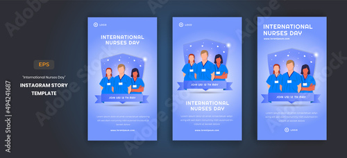 Flat international nurses day social media stories template