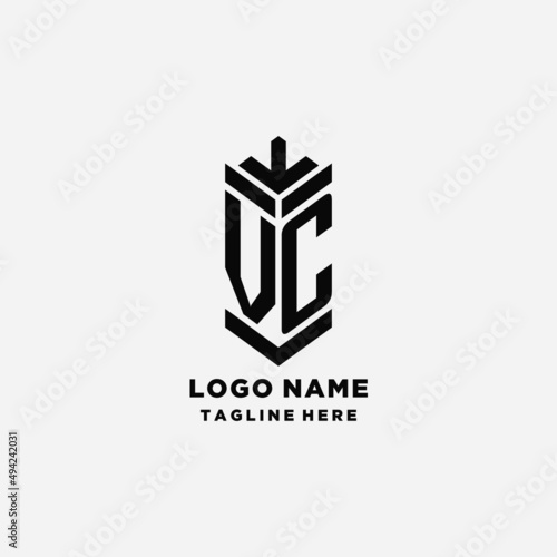 Initials VC shield logo design, creative monogram logo inspiration