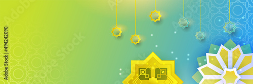 Stylish golden mosque design islamic banner background