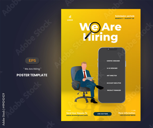 We are hiring illustration poster and flyer template 