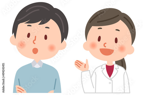 説明をする医師と説明を聞く男性