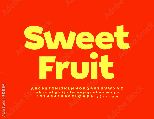 Wallpaper Mural Vector bright banner Sweet Food. Yellow Alphabet Letters, Numbers and Symbols. Modern creative Font Torontodigital.ca