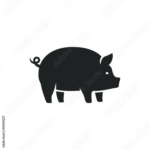 Pig icon black isolated on white 