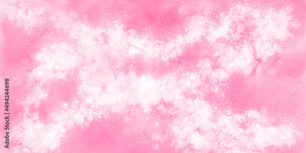 春の桜吹雪をイメージしたピンク色水彩飛沫の背景